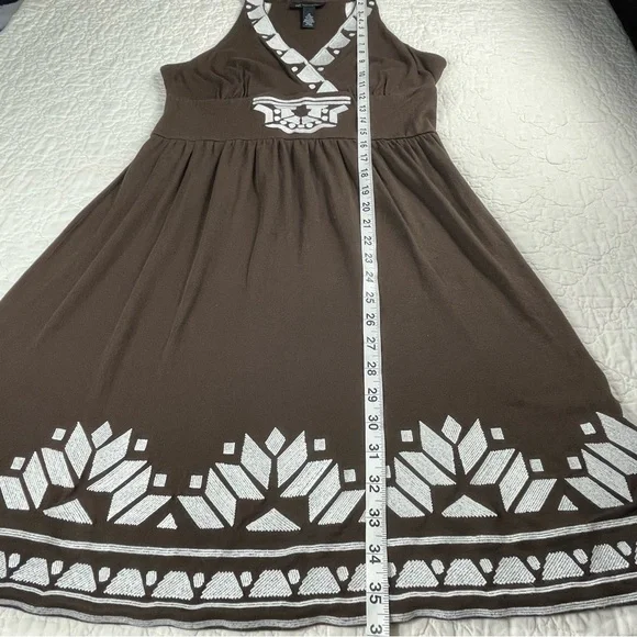 💖5/$25 Inc International Concept Brown Embroidered Tribal Detail Dress Size M - Picture 12 of 12